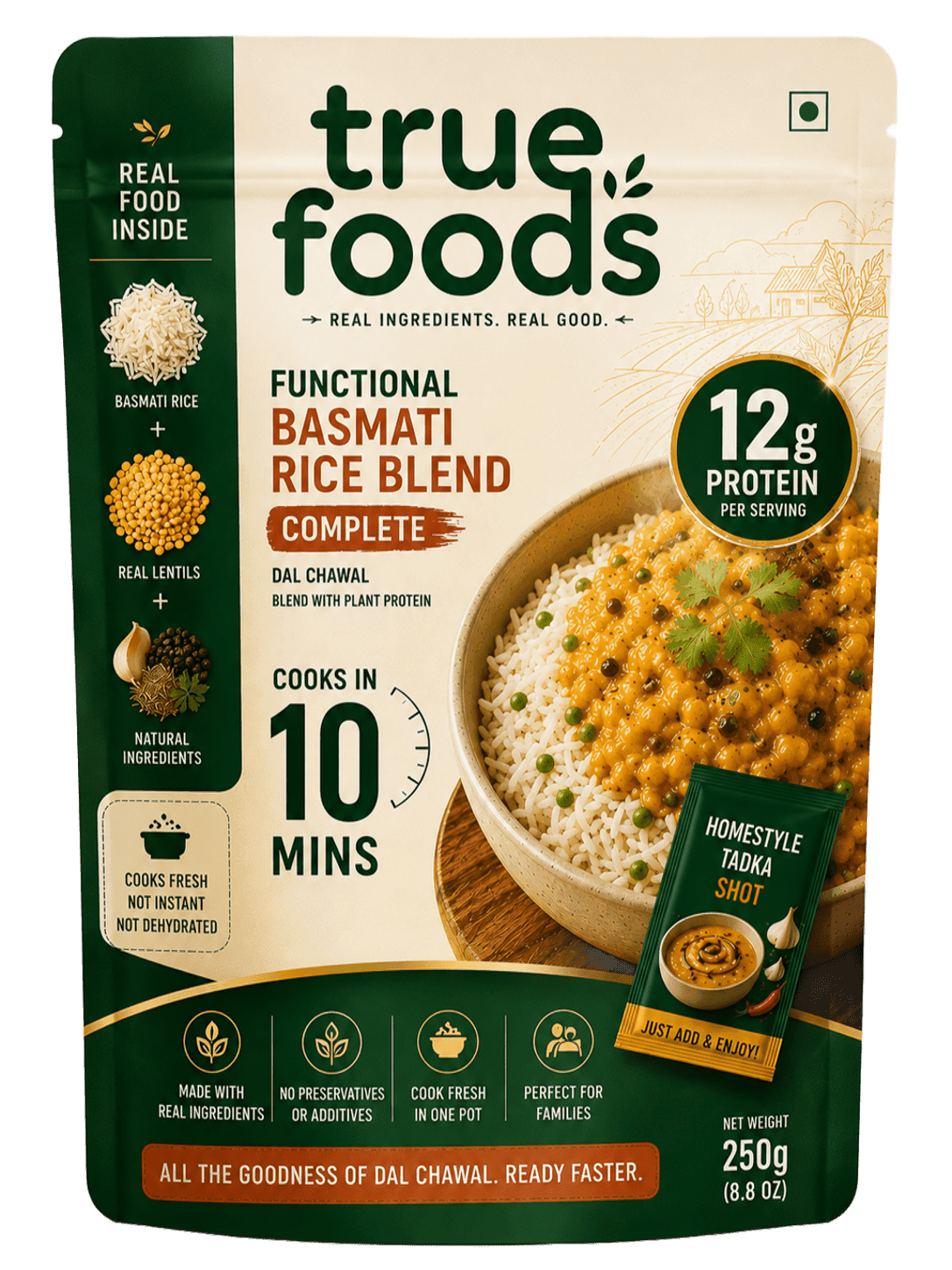 TRUE FOODS Functional Basmati Rice Blend — pack animation